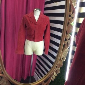Vintage Cropped Red Newport News Leather Jacket